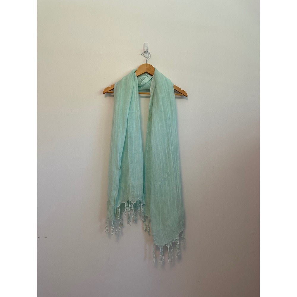 Love Quotes Mint Green Linen Blend Lightweight Fringe Scarf Wrap